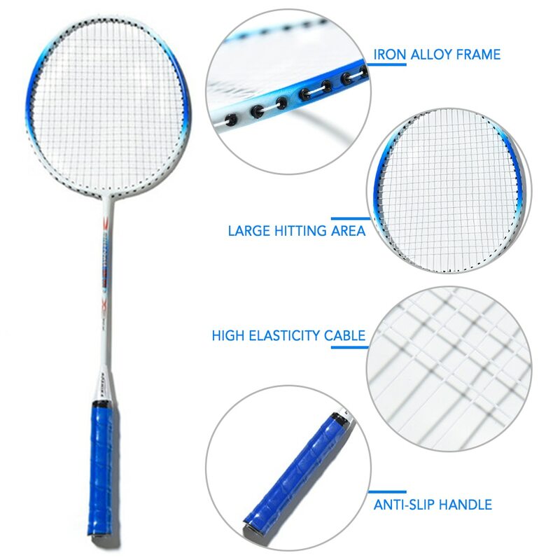 Raquete de badminton, raquete de ferro liga, traje adulto, duas cores, treinamento e prática de exercício, racke, thomens e mulheres, unissex
