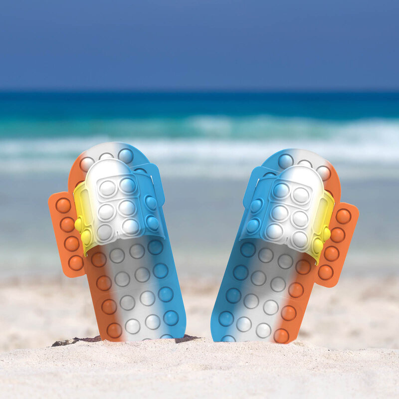 Popper fidget sapatos brinquedos pops bolha simples dimmer pushs bolha descompressão antistress sensorial brinquedo reliver casa praia chinelos