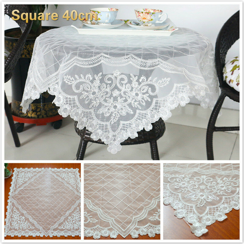 European Simple Lace Water Soluble Embroidery Tablecloth Coaster Balcony Coffee Table Cloth Christmas Wedding Decoration Tapete