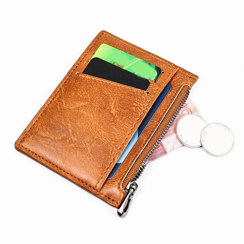 Fashion Creative Zipper Coin Purse Card Holder Pu Leather Multifunctional Bank Card Holder Mini Change Bags Gift For Boyfriend