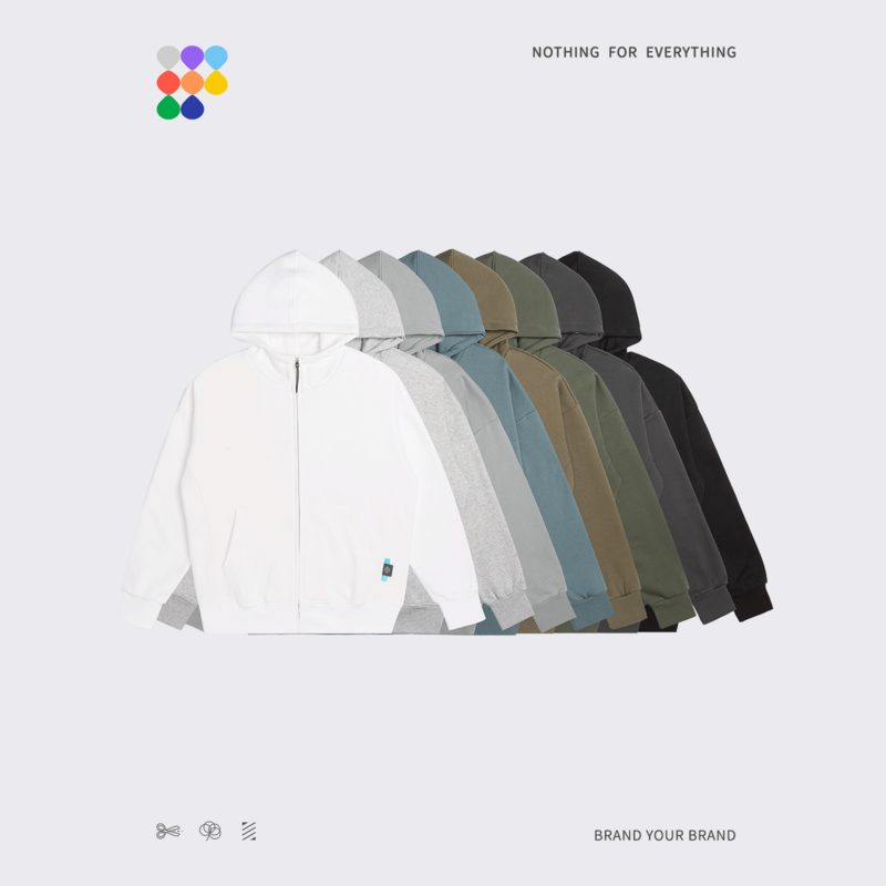 INFLATION-chaquetas con capucha para hombre y mujer, ropa de lana gruesa con cremallera, Color sólido, 350gsm, Unisex