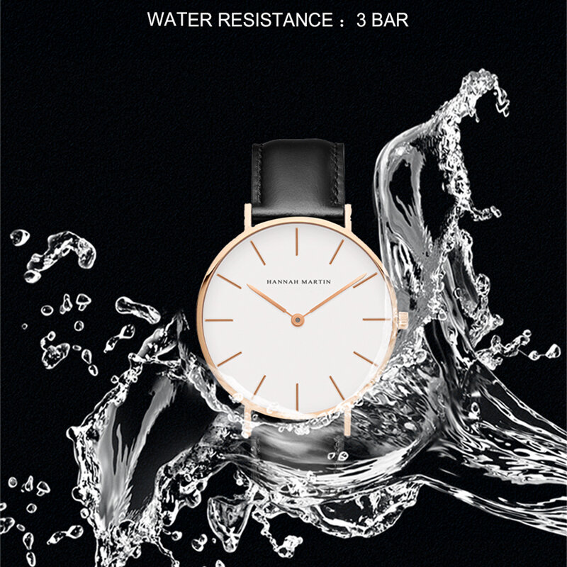 Relógio de pulso quartzo com pulseira de couro masculino, relógio casual de marca de luxo à prova d'água preto e prata para homens