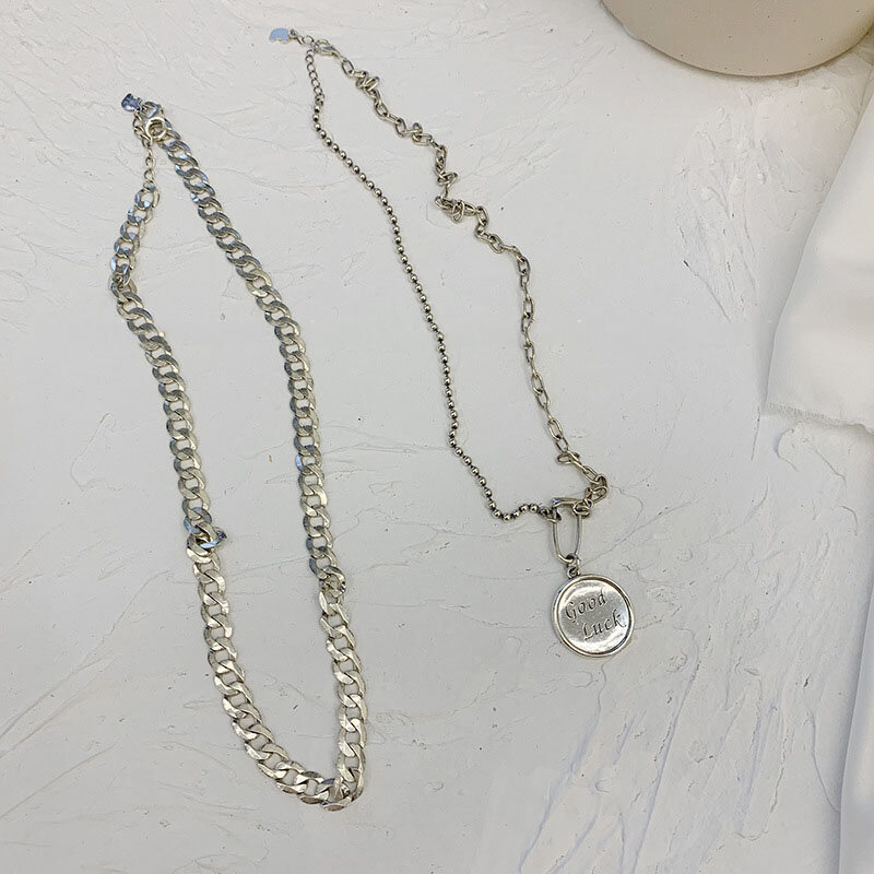 XIYANIKE – collier tendance en argent Sterling 925 pour femmes, Vintage, Simple, porte-bonheur, carte ronde, chaîne de clavicule, bijoux de fête