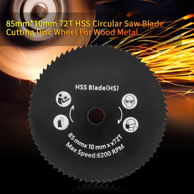 85mm*10mm 72T HSS Circular Saw Blade Cutting Disc Wheel For Wood Metal HSS Circular Saw Blade Rotary Power Tool Wood Cutting