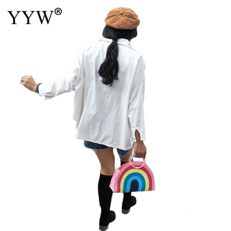 Bolso de mano tejido A mano para Mujer, Bolsa de playa de colores del arcoíris, A la moda, de verano, 2021