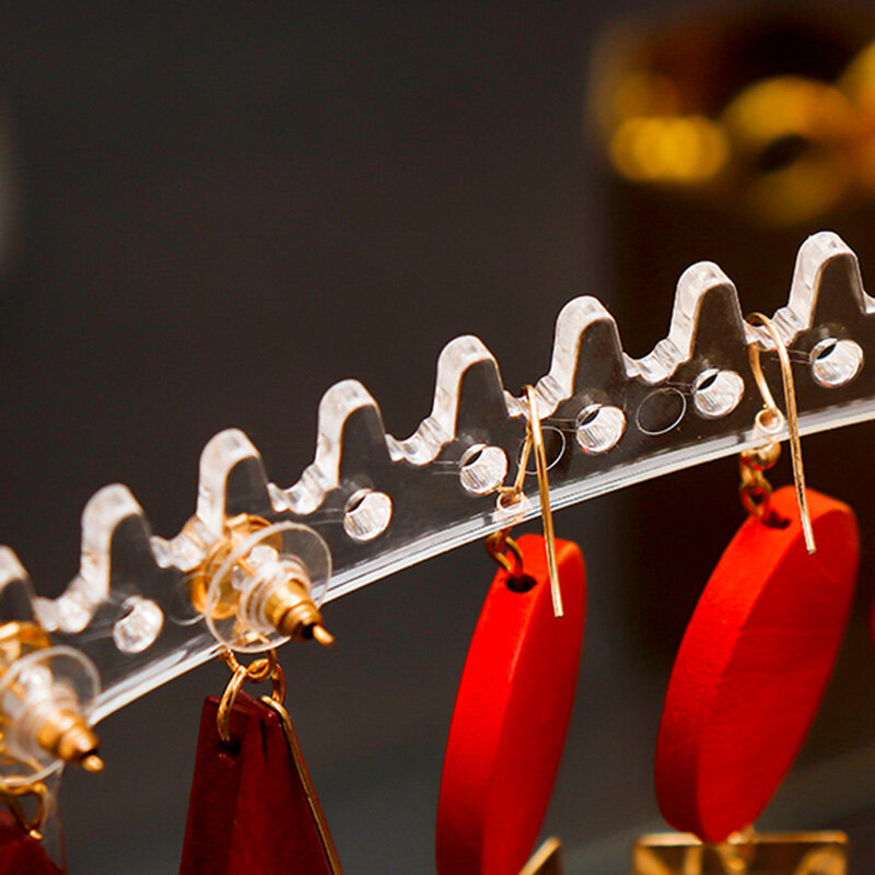 Anting-Anting Plastik Bening Giwang Perhiasan Kalung Tampilan Rak Organizer Desktop Perhiasan Memutar Tampilan Berdiri Kotak Penyimpanan