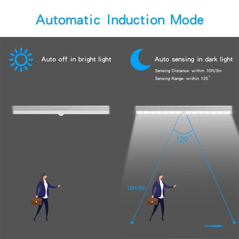 6/10/20 Led Draagbare Draadloze Pir Motion Sensor Licht Infrarood Inductie Lamp Super Heldere Licht Bar Voor Kast Kast