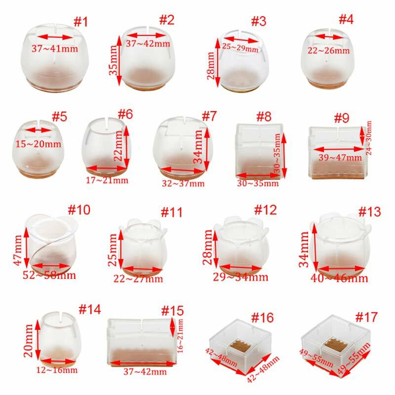 10pcs Rectangle square Round silicone chair leg caps Non-slip Table Foot dust Cover Socks Floor Protector pads