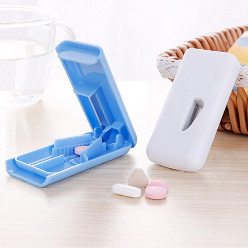 1PC medycyna uchwyt na pigułki Tablet Cutter Splitter Pill Case Mini przydatny przenośny pojemnik do przechowywania pigułka tabletka pigułka Cutter Divider