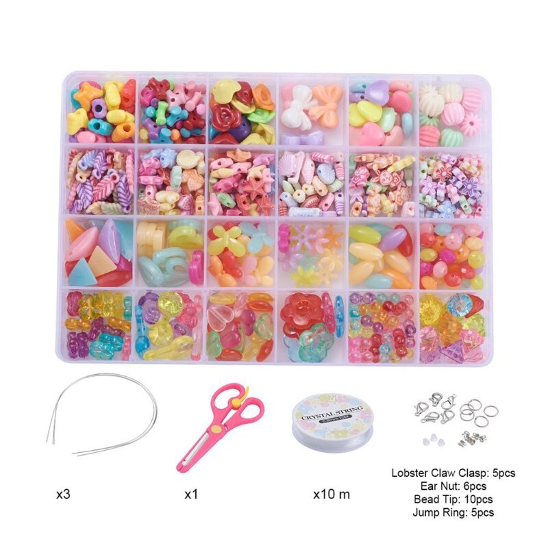 Forniture artigianali per bambini 1 scatola perline acriliche multicolore materiali fatti a mano L41B