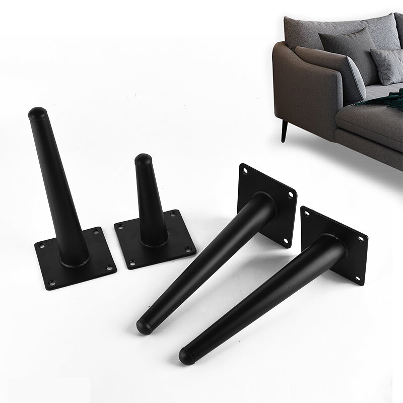 Soporte de metal negro para muebles, patas de armario, mesa, sofá, banco, pata de rodamiento, accesorios del armario de cocina y baño, 1 unidad