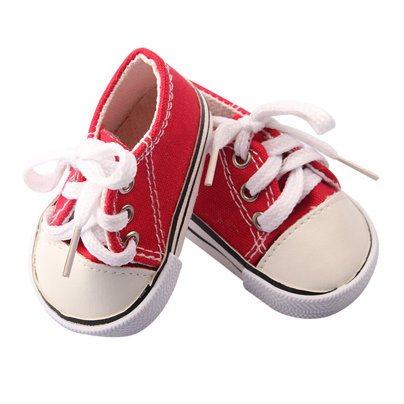 18 ''Boneka Aksesoris Boneka Fashion Sepatu Kaus Kaki untuk 43 Cm Bayi Yang Baru Lahir Boneka Putih Pink Sepatu Lace-lebih Tinggi Kanvas Mini Sepatu