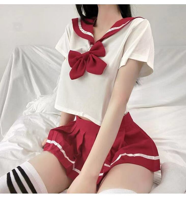 Seksowna bielizna japoński koreański styl College Sex dziewczyny 15 uczeń jednolity Cosplay plisowana spódnica kostium komplet bielizny
