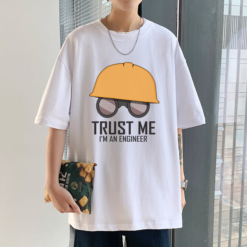 Zaufaj mi jestem inżynierem t-shirt z nadrukiem mężczyźni lato Hip Hop t-shirty moda markowe koszulki Crewneck odzież w dużych rozmiarach męska nowa 2021