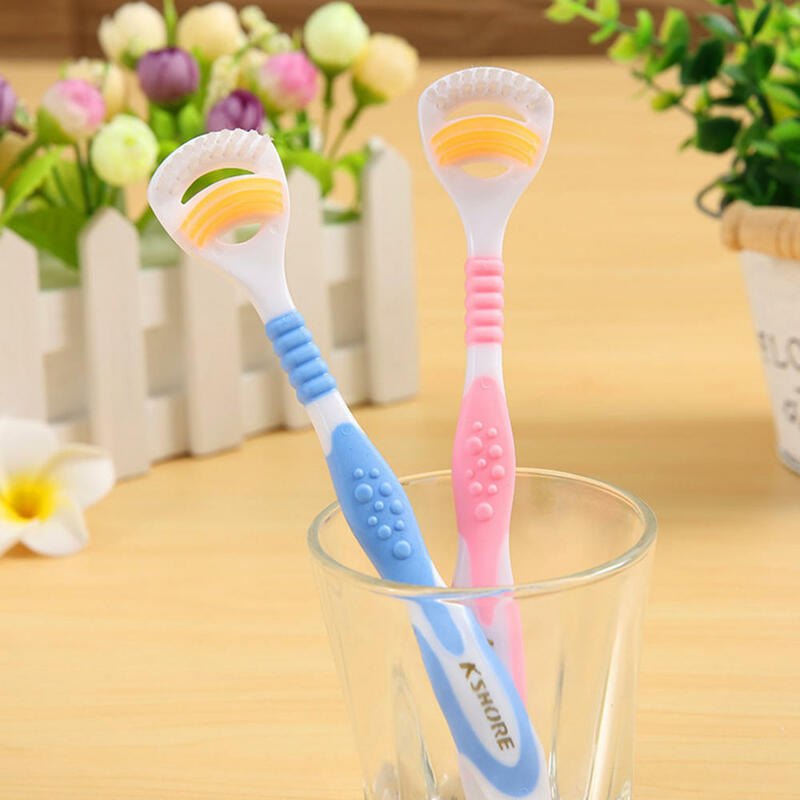 Escova de limpeza dental de lado duplo, ferramenta de saúde para limpar língua oral, multicolorida, ferramenta de língua limpa para adultos
