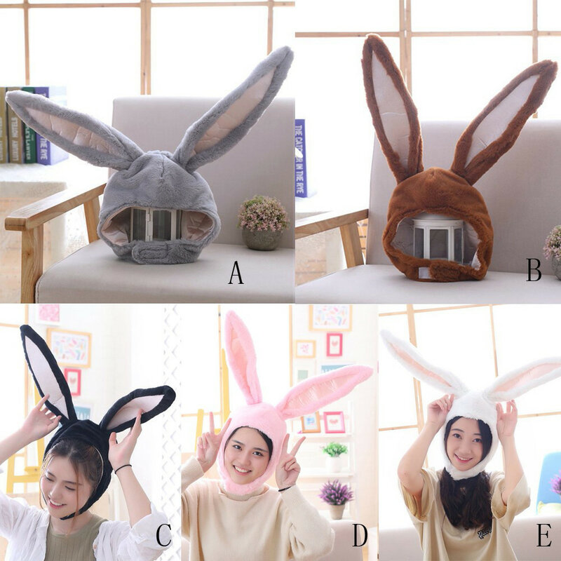 Chapéu de coelho com orelhas de coelho chapéu de coelho com earflaps festa de halloween cosplay feminino meninas longo boné de pelúcia orelhas de coelho chapéu de coelho