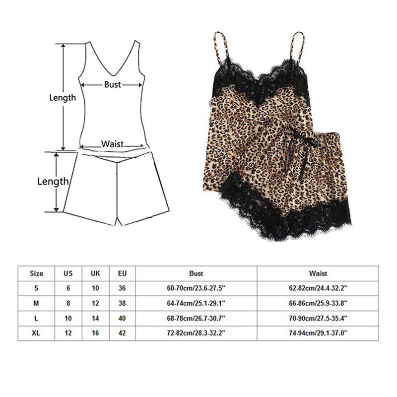 Vêtements de nuit Sexy ensemble fronde vêtements de nuit Lingerie dentelle léopard impression sous-vêtements et short pyjama ensemble Bayan Gecelikler 2021