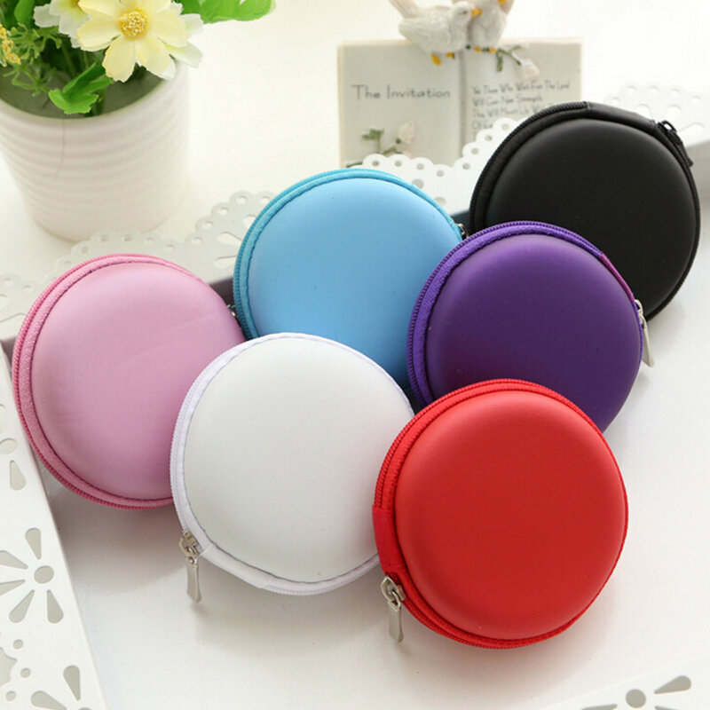 Portable Round Shape Hard Case Pouch Storage Bag For SD TF Card Earphone Cable Storage Headphone Earbuds Protect Earphone
