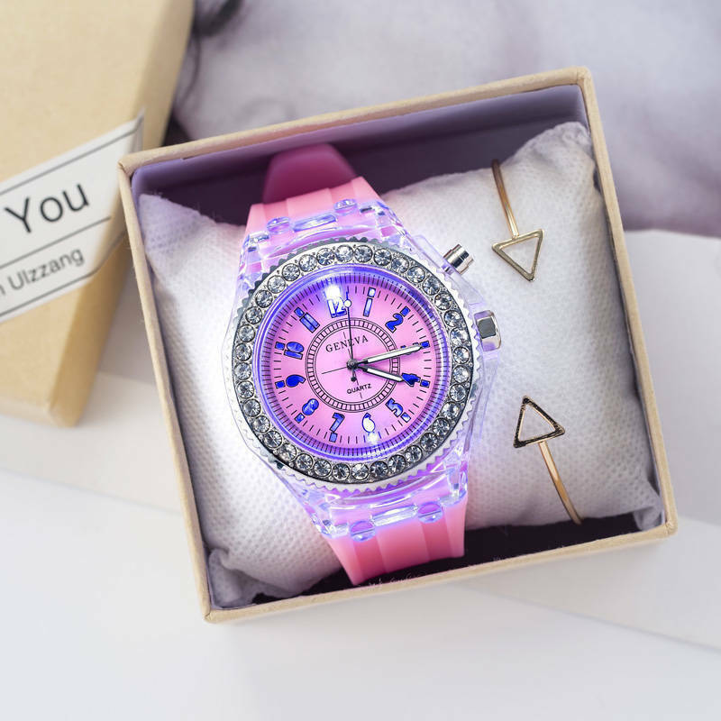 Relógio de pulso com led, relógio masculino de silicone colorido luminoso para mulheres e homens, esportivo