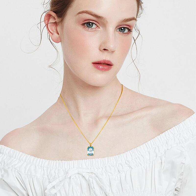 100% prata real 925 colar pingente aquamarine feminino jóias festa de aniversário banquete acessórios da menina 2022 novo na moda