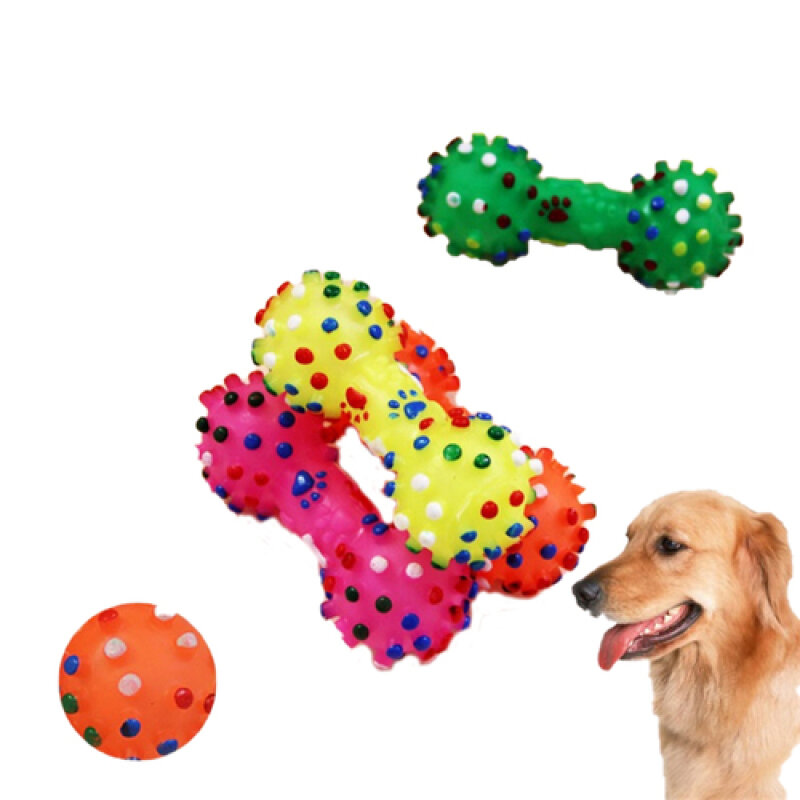 Pet toy/dog toy/voicing/spherical vinyl bite resistant Small spur dumbbell