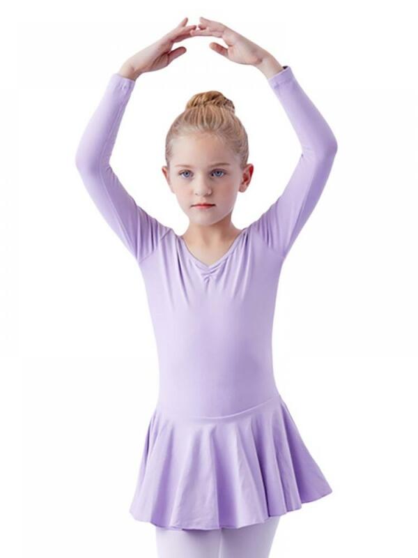 Outono/inverno novo estilo das crianças vestido de dança moda ballet saia mais veludo de manga comprida cor sólida roupas esportivas