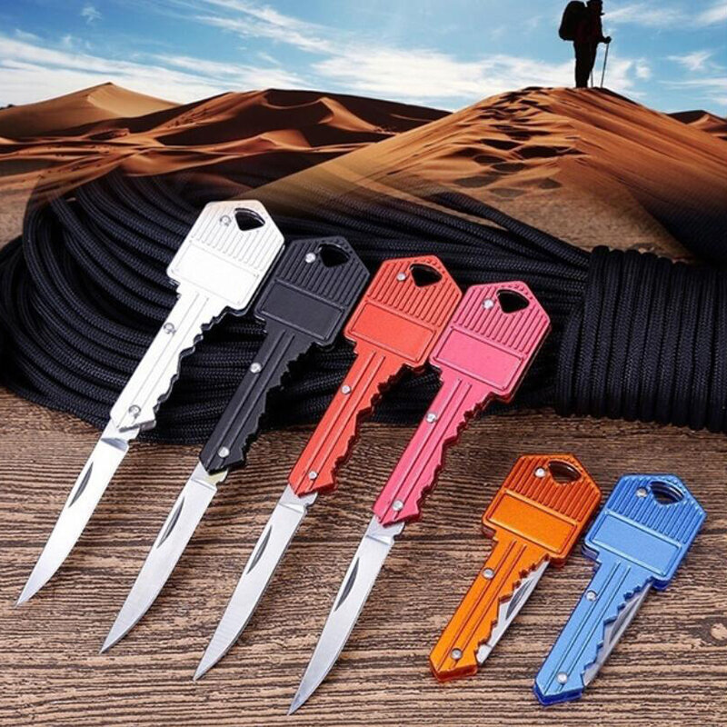 1 pçs novo portátil acampamento ao ar livre mini chave faca chaveiro dobra faca ferramenta de mão sobreviver
