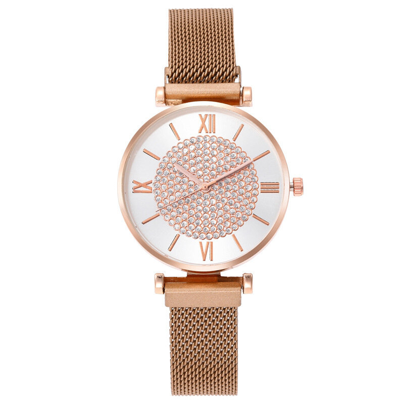 Relógio feminino de luxo, pulseira ultrafina com fivela magnética de milão