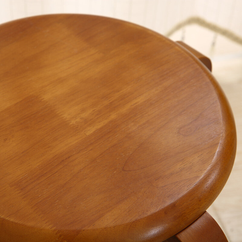 Taburete de madera maciza para el hogar, mueble sencillo de moda creativa, curvado, apilable, mesa de comedor de hotel, silla redonda