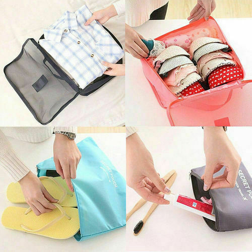 Local stock 6Pcs Waterproof Travel Bags Clothes Luggage Pouch Luggage Organizer Packing Cosmetic Bag Cube Organiser for Clothing