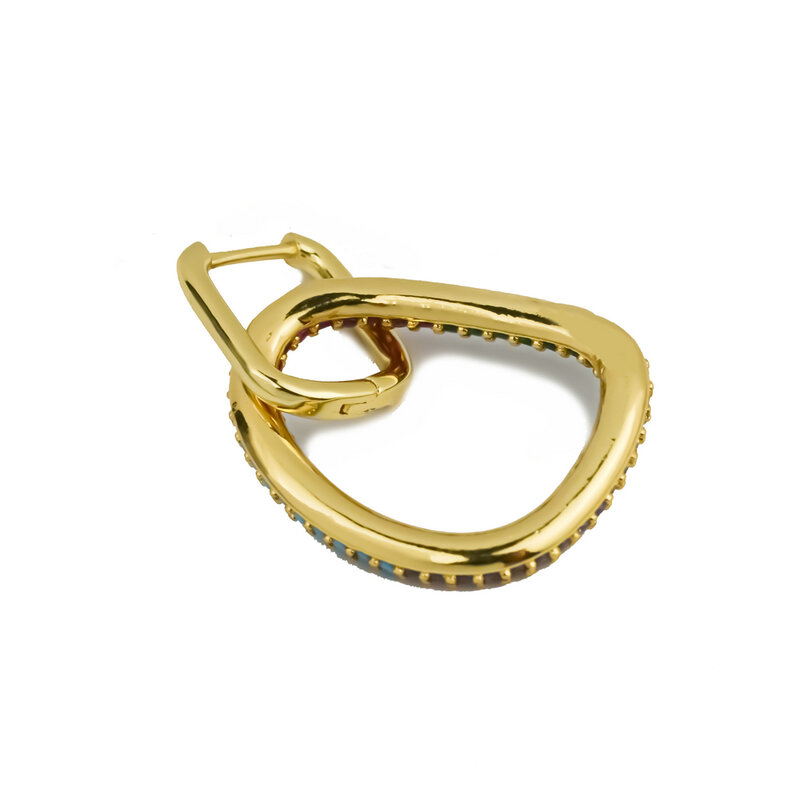 Серьги-кольца Женские Треугольные с фианитами, небольшие ювелирные украшения для ушей эллипса, цвета золото и серебро, 1 штука