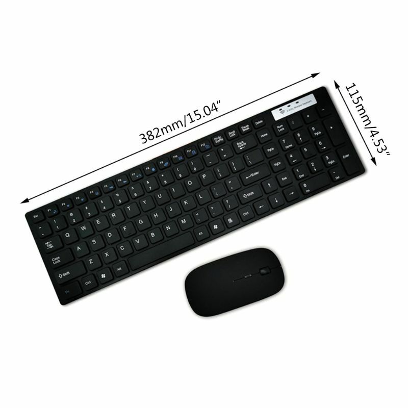 Universele stille ultra-dunne 2.4g draadloze toetsenbord en muis conjunto para computador portátil