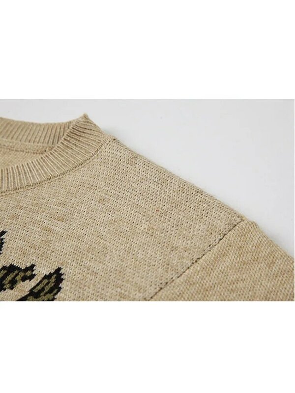 Suéteres estampados elegantes para Mujer, jerséis Vintage de gran tamaño, suaves de manga larga con cuello redondo, ropa de calle dulce, suéter Harajuku, nuevo