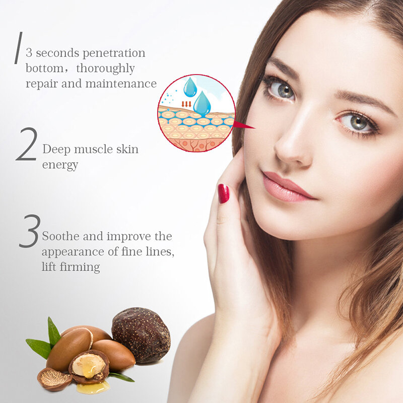 25/55/100ML Argan Oil Face Serum Shrink Pore Essence Relieve Dryness Moisturizing Firming Brighten Skin Repairing Face Care