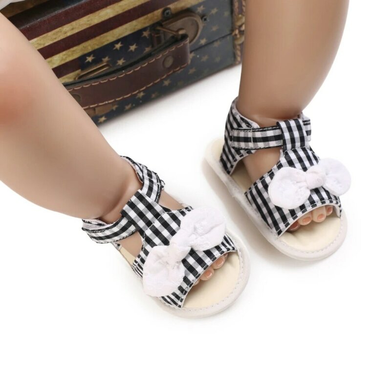 Weixinbuy verão infantil sandálias da menina do bebê anti deslizamento macio sola dot recém-nascidos primeiros sapatos de caminhada casuais bowknot praia sapatos