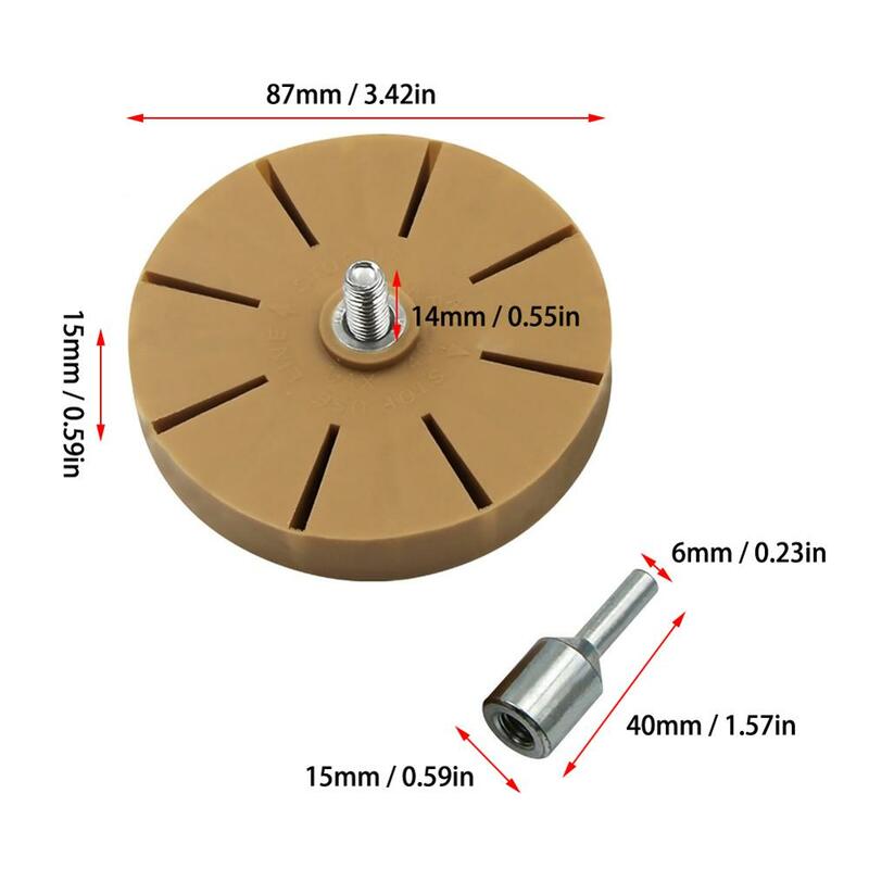 Decal Removal Eraser Wheel wiertarka elektryczna Adapter Arbor 3.5 "gumowy prążki