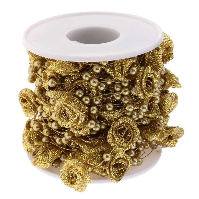 10m różowe kwiatowe koraliki String Roll tort weselny sukienka DIY materiał Craft