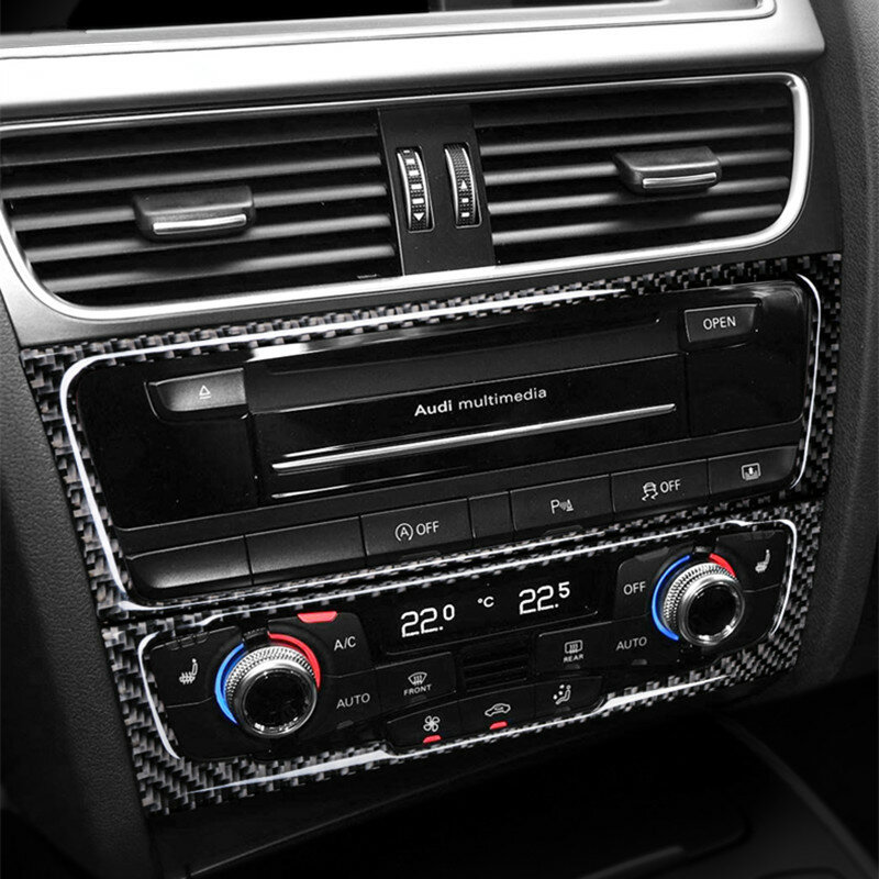 자동차 스타일링 탄소 섬유 콘솔 네비게이션 프레임 CD 패널 트림 아우디 A4 B8 인테리어 기어 시프트 장식 커버 스티커