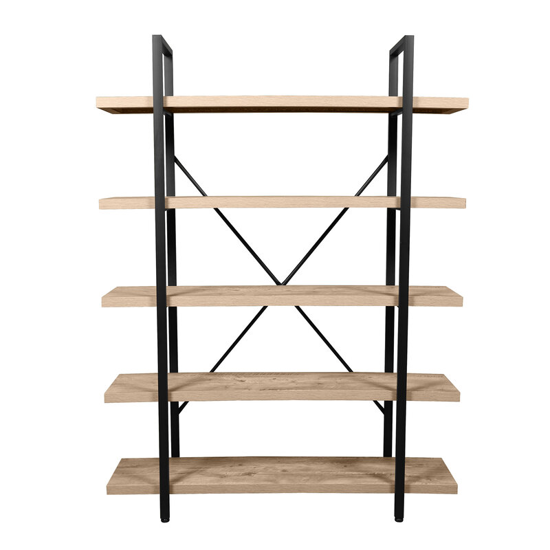 Metal Frame Durable Study Rack Home Office Book Shelves MDF Steel Industrial Style Shelf Study