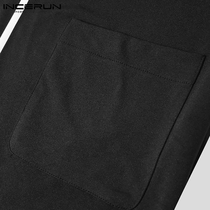 패션 캐주얼 남성 블라우스 대비 얇은 카디건 자켓 세련된 긴 소매 느슨한 Streetwear 셔츠 S-5XL INCERUN 탑스 2021