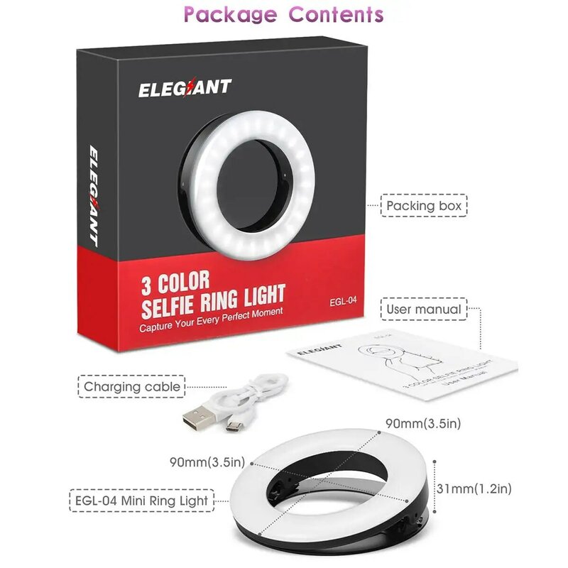Anneau lumineux Selfie 48 LED avec chargeur USB, Mini-cercle, éclairage pour téléphone portable, maquillage, appareil photo, téléphone intelligent, photographie