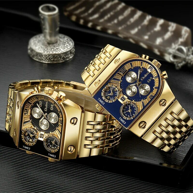 Montre-bracelet en acier inoxydable pour hommes, à Quartz, de marque supérieure, en or, Relogio Masculino