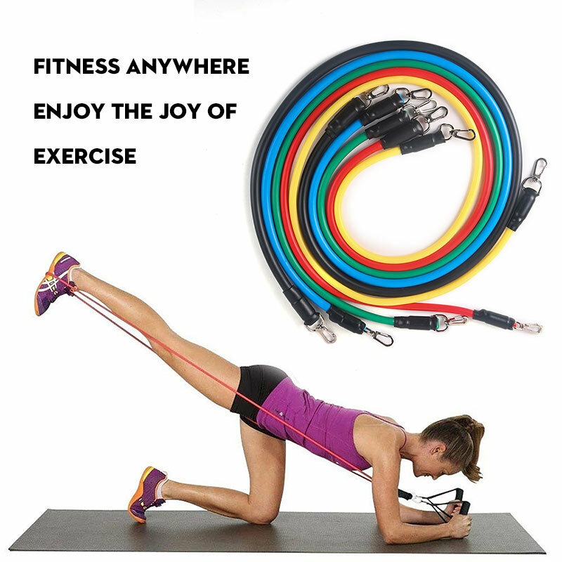 Juego de bandas de resistencia para Yoga y Fitness, bandas de tubo con lazo de goma, equipo de fitness para gimnasio, ladrillo para Pilates, 11 piezas, 2020