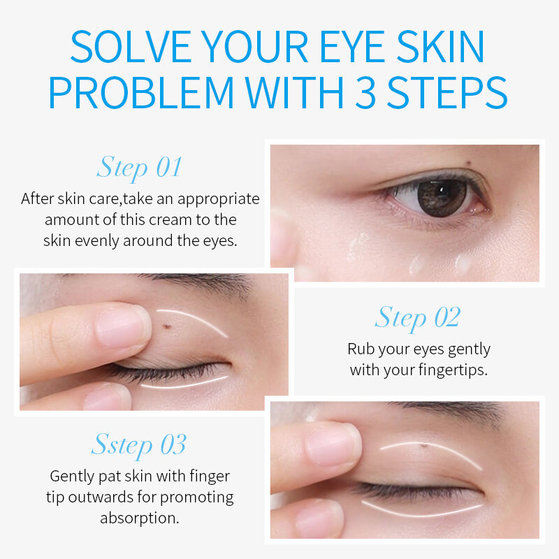 LAIKOU Anti Dark Circle Eye Cream Hyaluronic Moisturizing Cosmetics Instant Remove Eyes Bags Puffy Lighten Fine Line Eyes Care