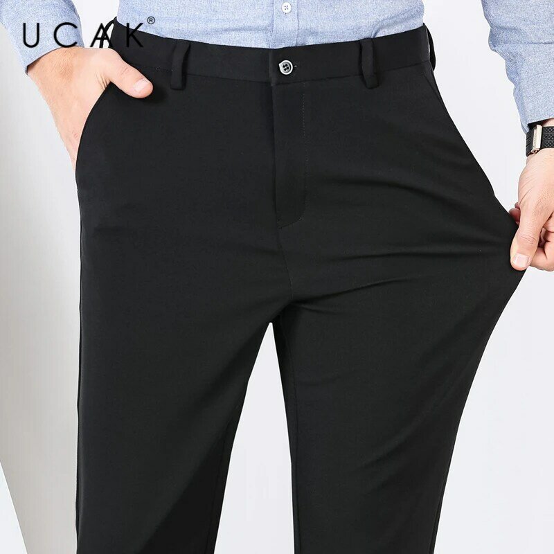 Ucak marca streetwear calças dos homens outono inverno negócios casual calças retas de alta qualidade algodão pant men plus size u2029