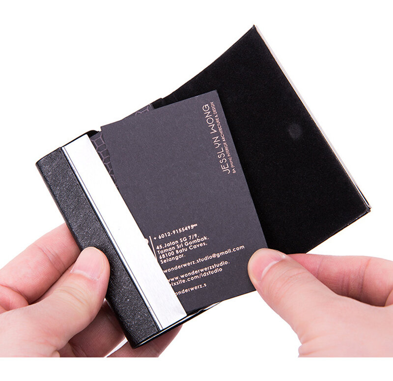 EZONE Business Card Case Double Sided PU Store 25 Cards Fashion Credit Card Bank Card Holder High Quality Gift Office Supplies