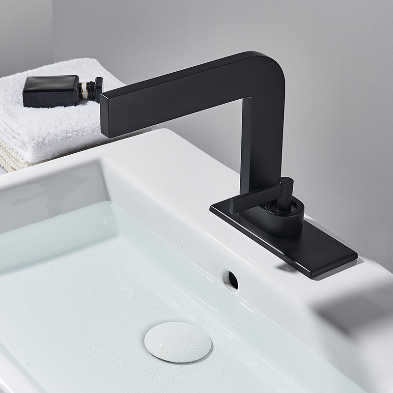Darmowa wysyłka kreatywny czarny zlewowa typu Waterfall kran bateria do łazienki Deck Mounted ciepłej i zimnej wody Mxer żuraw materiał mosiężny