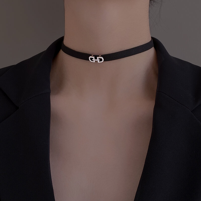 925 Sterling Silver Letter D Collar Female Neck Band Choker Clavicle Chain 2021new Neck Band Short Neck Necklace