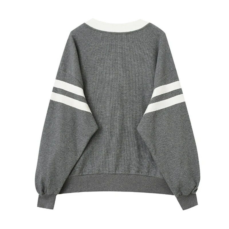 2021 Autumn Women Korean Style Sweater Knitted Cardigans Ladies V-neck Long Sleeve Fashion Casual Oversized Loose Knitwear Top