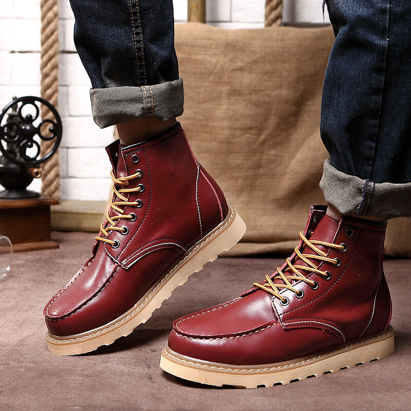 Cowhide Leather Mens Boots Hand-made Fashion Comfortable Casual Shoes for Mens Work Shoes Outdoor Martin Boots Zapatos de hombre